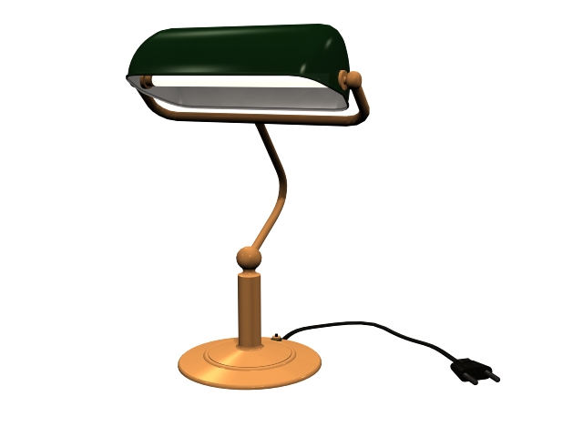 Antique office desk lamp 3d rendering
