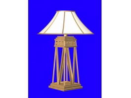 Wood frame table lamp 3d model preview