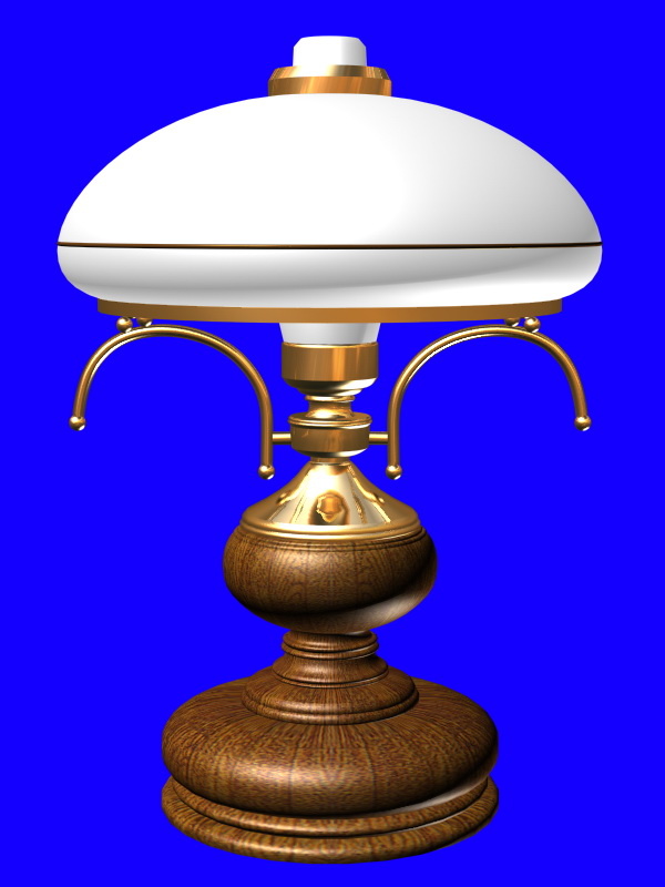 Antique wooden table lamp 3d rendering