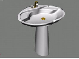 Hand basin with pedestal 3d model preview