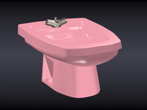 Pink Bidet 3d rendering