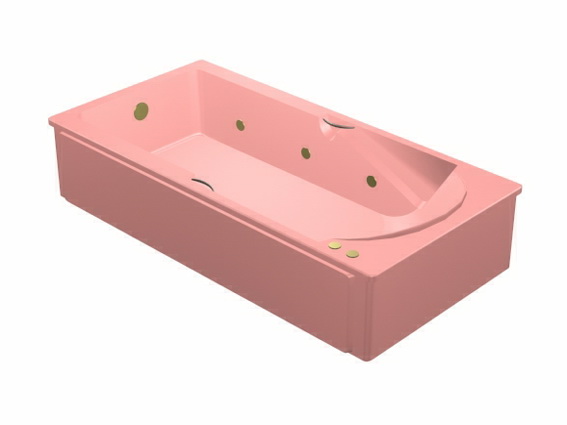 Pink massage bathtub 3d rendering