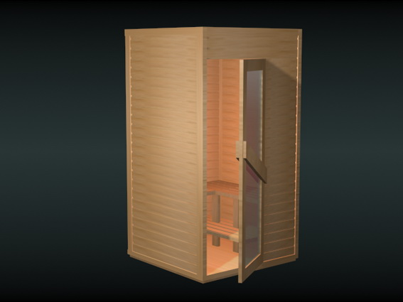 Wood sauna room 3d rendering