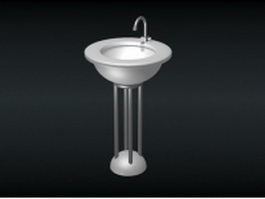 Metal pedestal basin 3d model preview