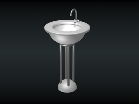 Metal pedestal basin 3d rendering