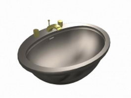Stainless steel basin 3d model preview
