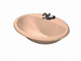Pink wash basin 3d model preview