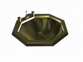 Copper classical brass wash basin 3d model preview