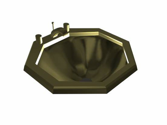 Copper classical brass wash basin 3d rendering