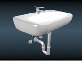 White ceramic wash basin 3d model preview