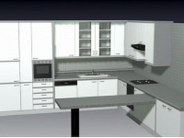 L kitchen with counter 3d model preview