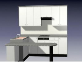 Small U-shaped kitchen 3d model preview