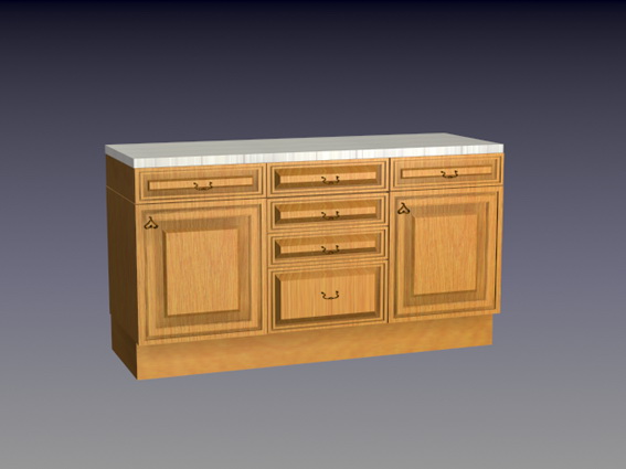 Vintage kitchen cabinet 3d rendering