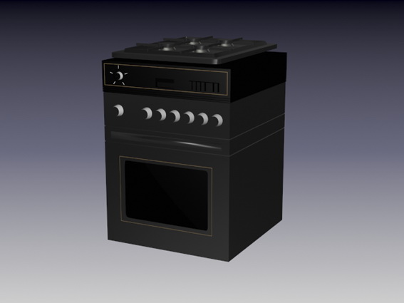 Electric gas stove 3d rendering