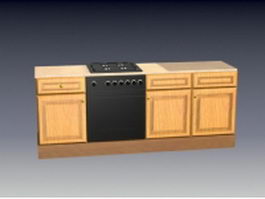 Kitchen cabinet with stove 3d preview