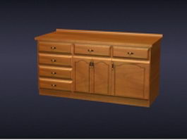 Oak kitchen cabinets 3d model preview