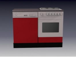 Built in stoves kitchen counter 3d model preview