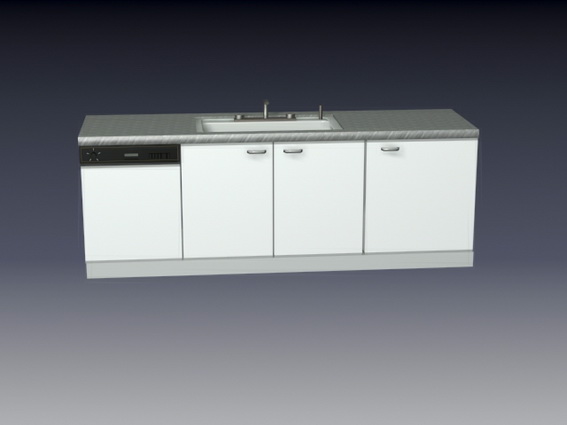 Kitchen cabinet and sink combo 3d rendering