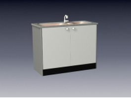 Sink cabinet with doors 3d model preview