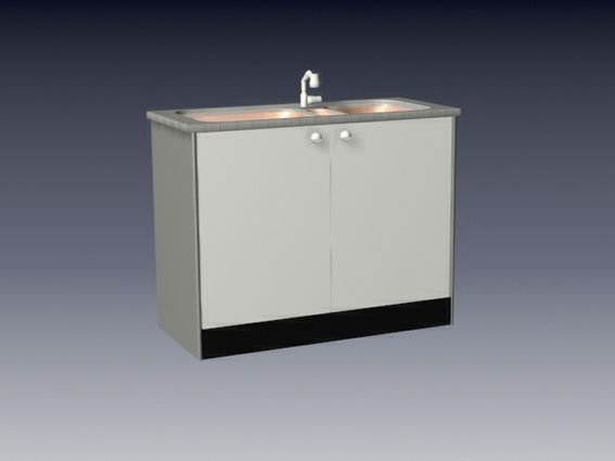Sink cabinet with doors 3d rendering