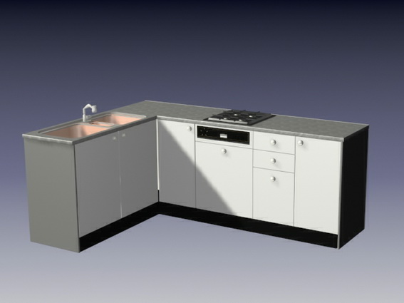 Kitchen cabinet combinations 3d rendering