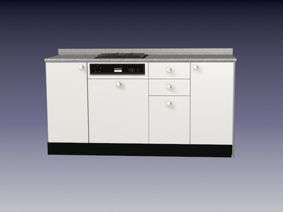 Kitchen range cabinet 3d rendering