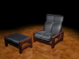 Vintage couch and ottoman 3d model preview