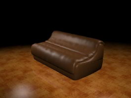 Brown leather couch 3d model preview