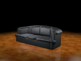 Black leather couch 3d model preview