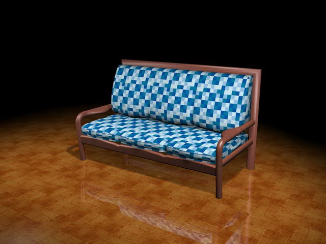 Upholstered settee bench 3d rendering
