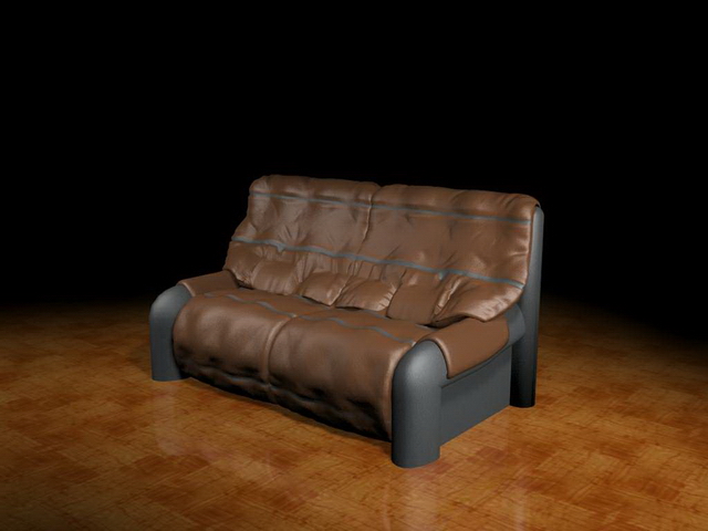Leather settee furniture 3d rendering