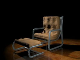 Vintage chair with ottoman 3d preview