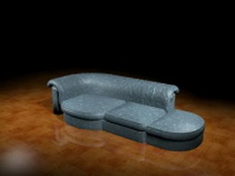 Fabric couch with chaise 3d model preview