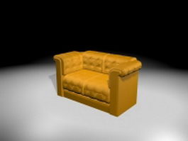 Yellow tufted loveseat 3d model preview