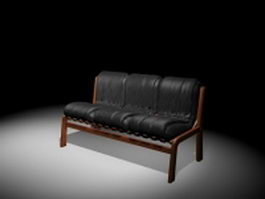 Black settee bench 3d model preview