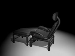 Black recliner chair with ottoman 3d model preview