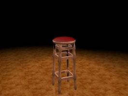 Wood bar stool 3d model preview