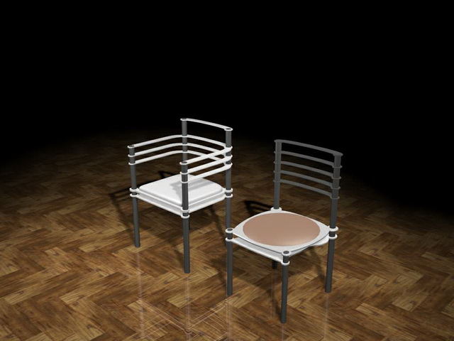 Metal dining chairs 3d rendering