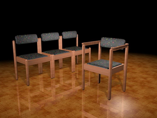 Wood dining chairs 3d rendering