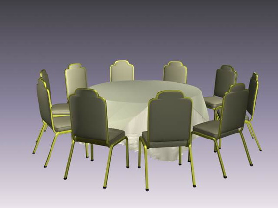 Restaurant dining table sets 3d rendering