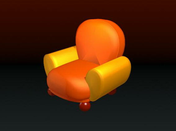 Yellow sofa chair 3d rendering