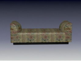 Upholstered settee bench 3d model preview