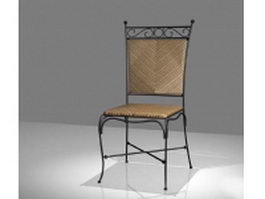 Wrought iron and wicker dining chair 3d model preview