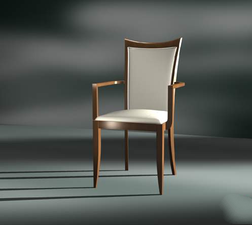 Walnut dining chair with arms 3d rendering