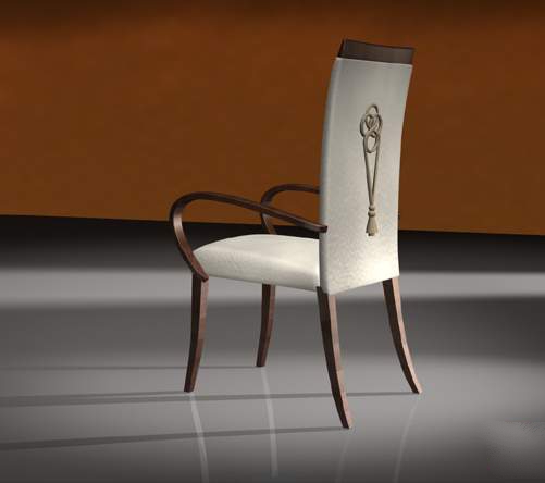 Wood dining chair with covers 3d rendering