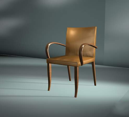 Wood dining chair with arms 3d rendering