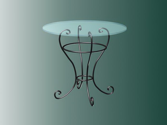 Round glass top dining table 3d rendering