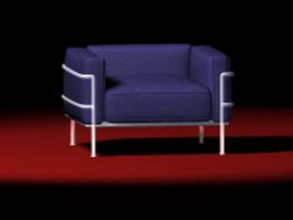 Blue leather sofa chair 3d model preview