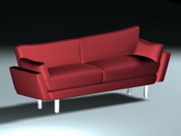 Red couch loveseat 3d model preview