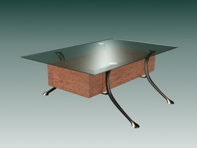 Glass coffee table 3d rendering
